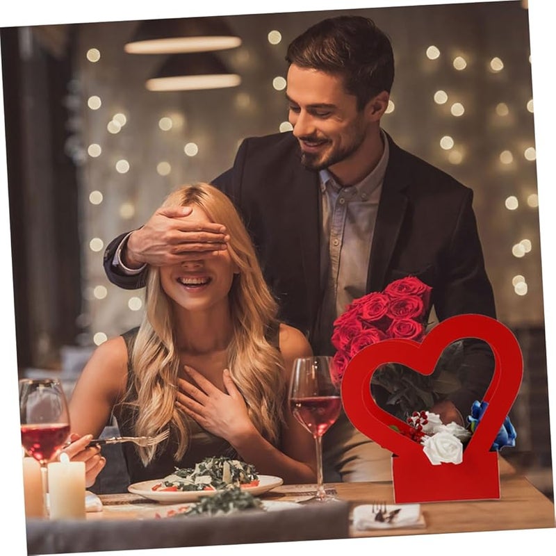 Red Heart Shaped Flower Box for Valentines Day Wedding Birthday Party Decor - Image 2